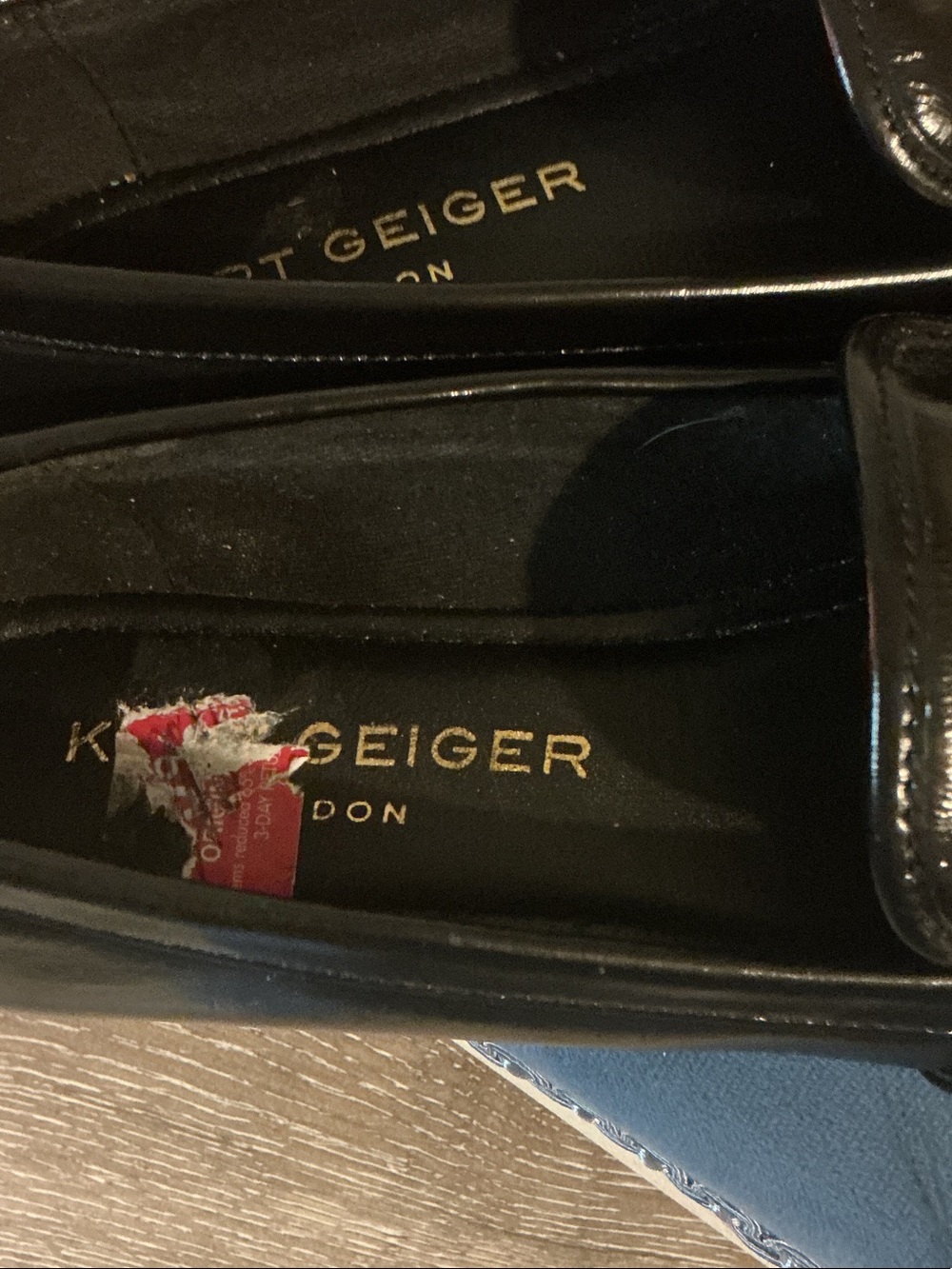 Kurt Geiger Mayfair Loafers Black Patent Leather Crystal Embellished Eagle Sz 36 - Picture 6 of 10